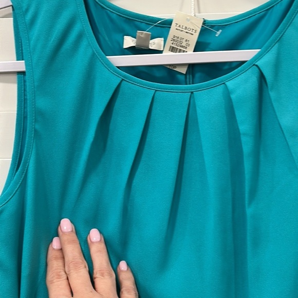 Talbots Petite Polyester Work Dress with Striped Pleated Bottom sz. 10P NWT - Picture 6 of 10